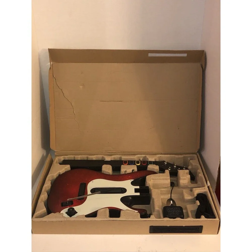 Guitar Hero 5 PS3 Wireless Guitar Controller Dongle Box Complete w/ Strap
